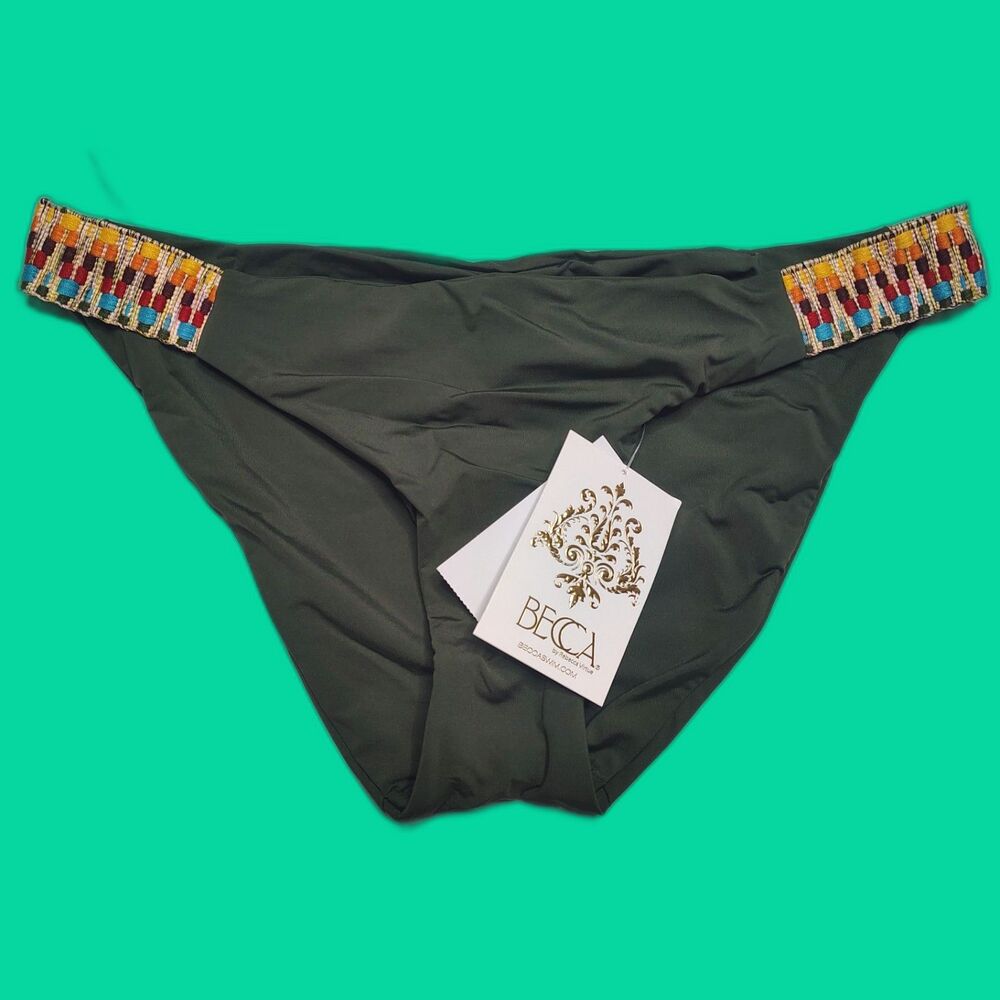 NWT Becca by Rebecca Virtue Avery Tab Side Hipster Bikini Bottom Size M 264327A